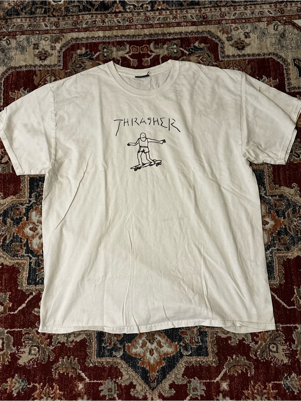Thrasher White Skate Sketch Tee - Minimal Logo